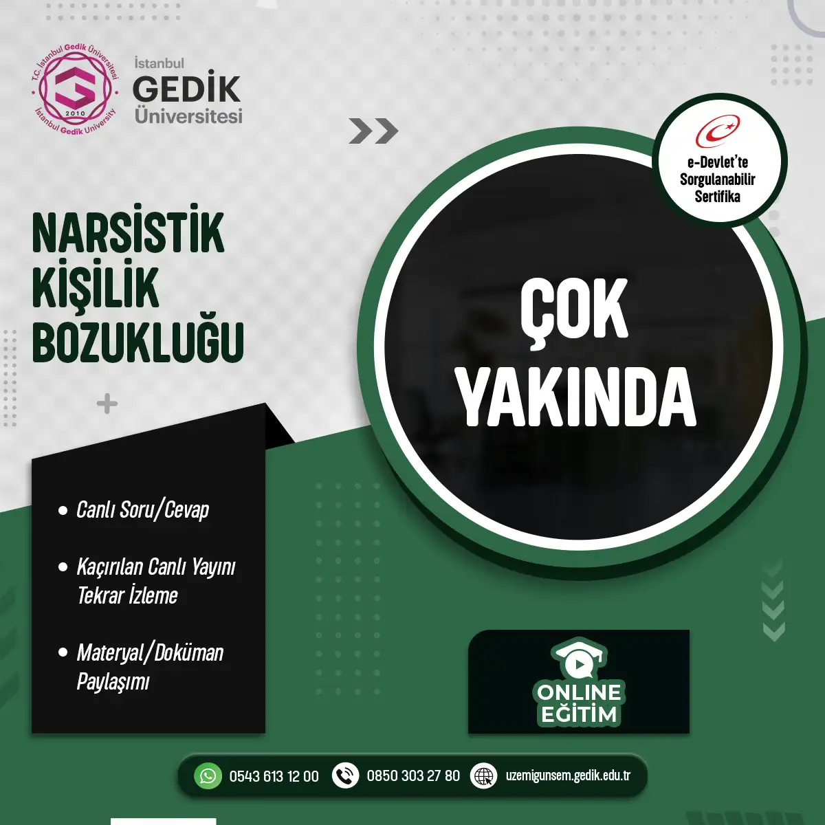Narsistik Kişilik Bozukluğu Sertifika Programı (CANLI)